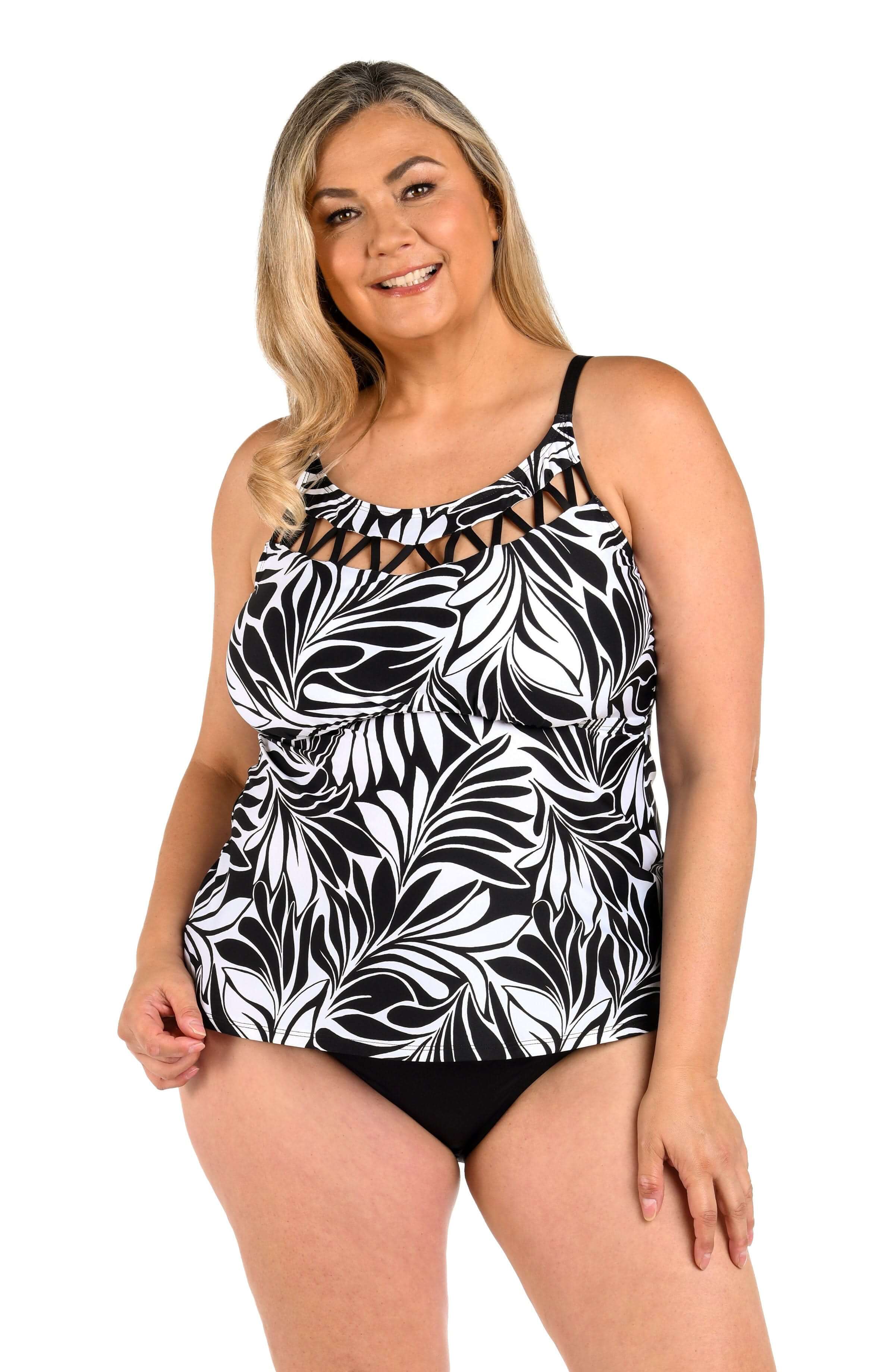 24th & Ocean Floating Palms Strappy High Neck Tankini Top - FINAL SALE - Image 5
