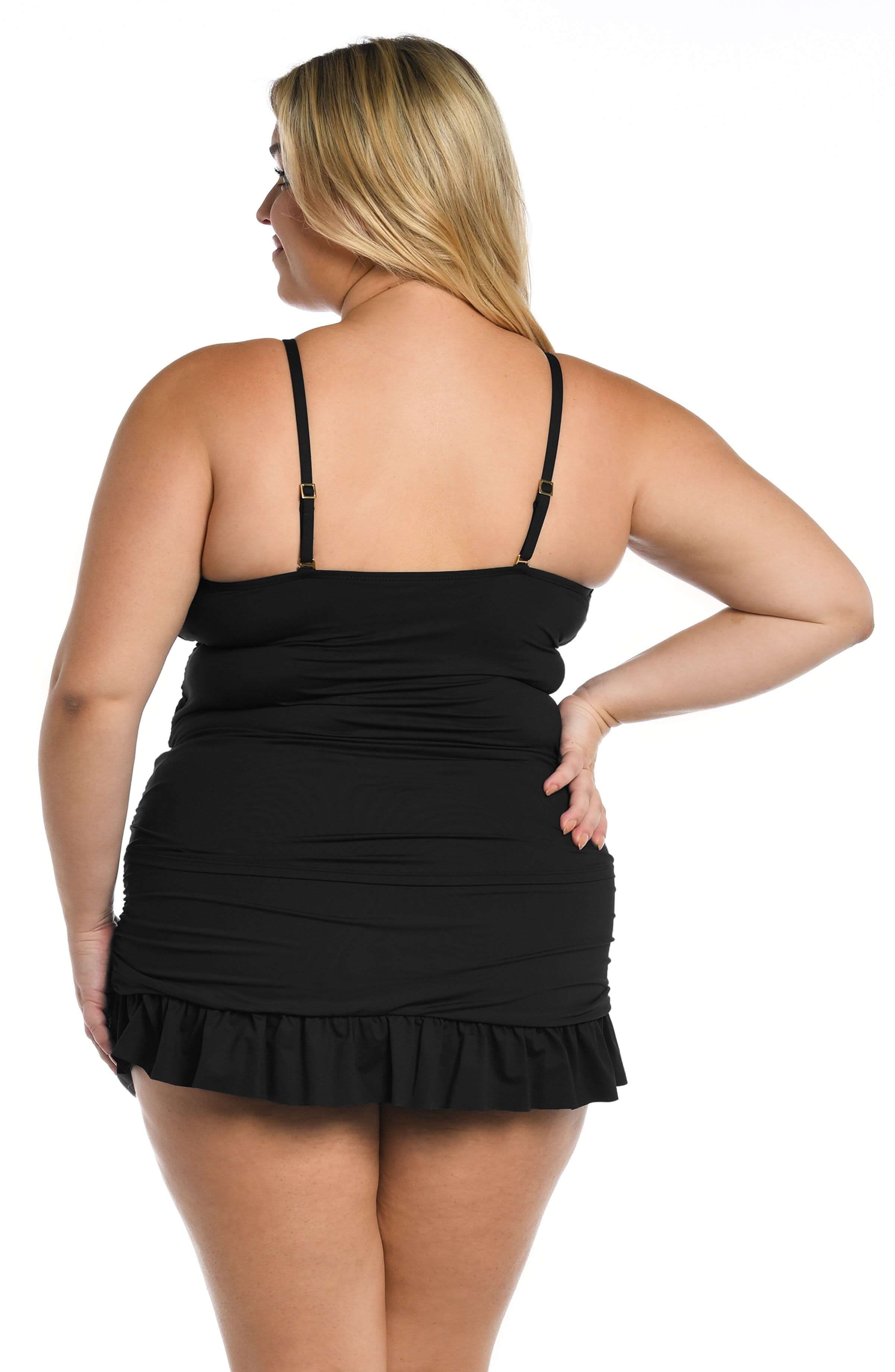 Island Goddess High Neck Keyhole Tankini Top - Black - FINAL SALE - Image 2