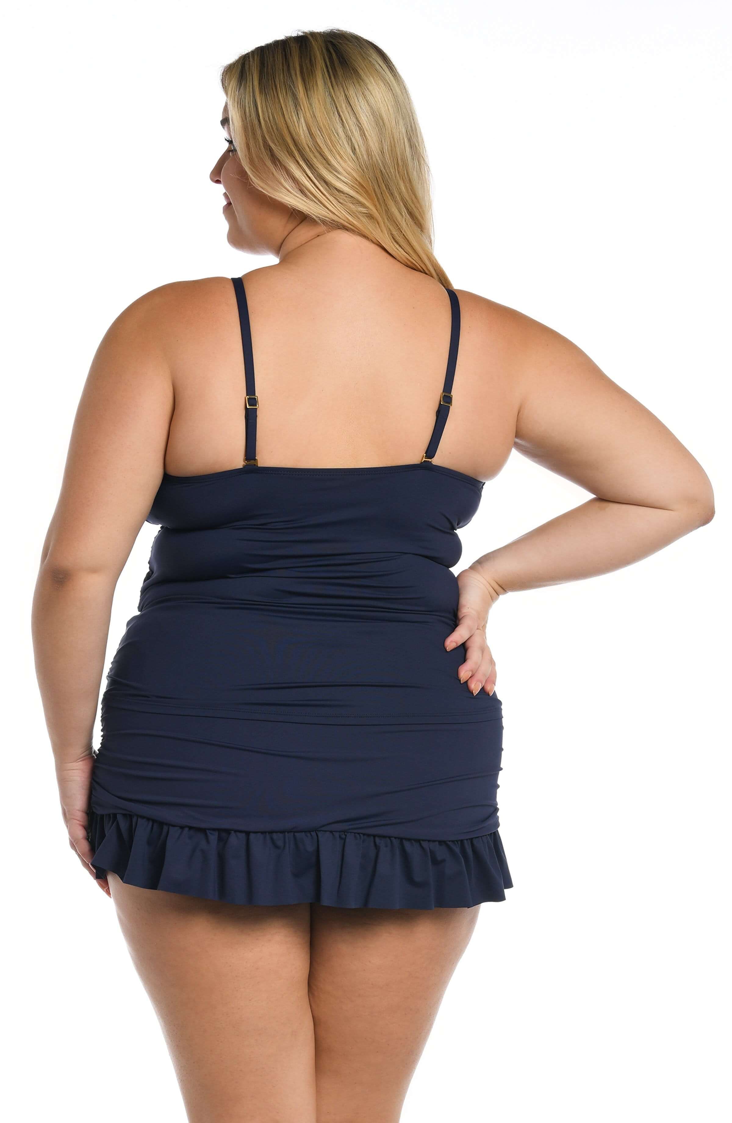 Island Goddess High Neck Keyhole Tankini Top - Indigo - Image 2