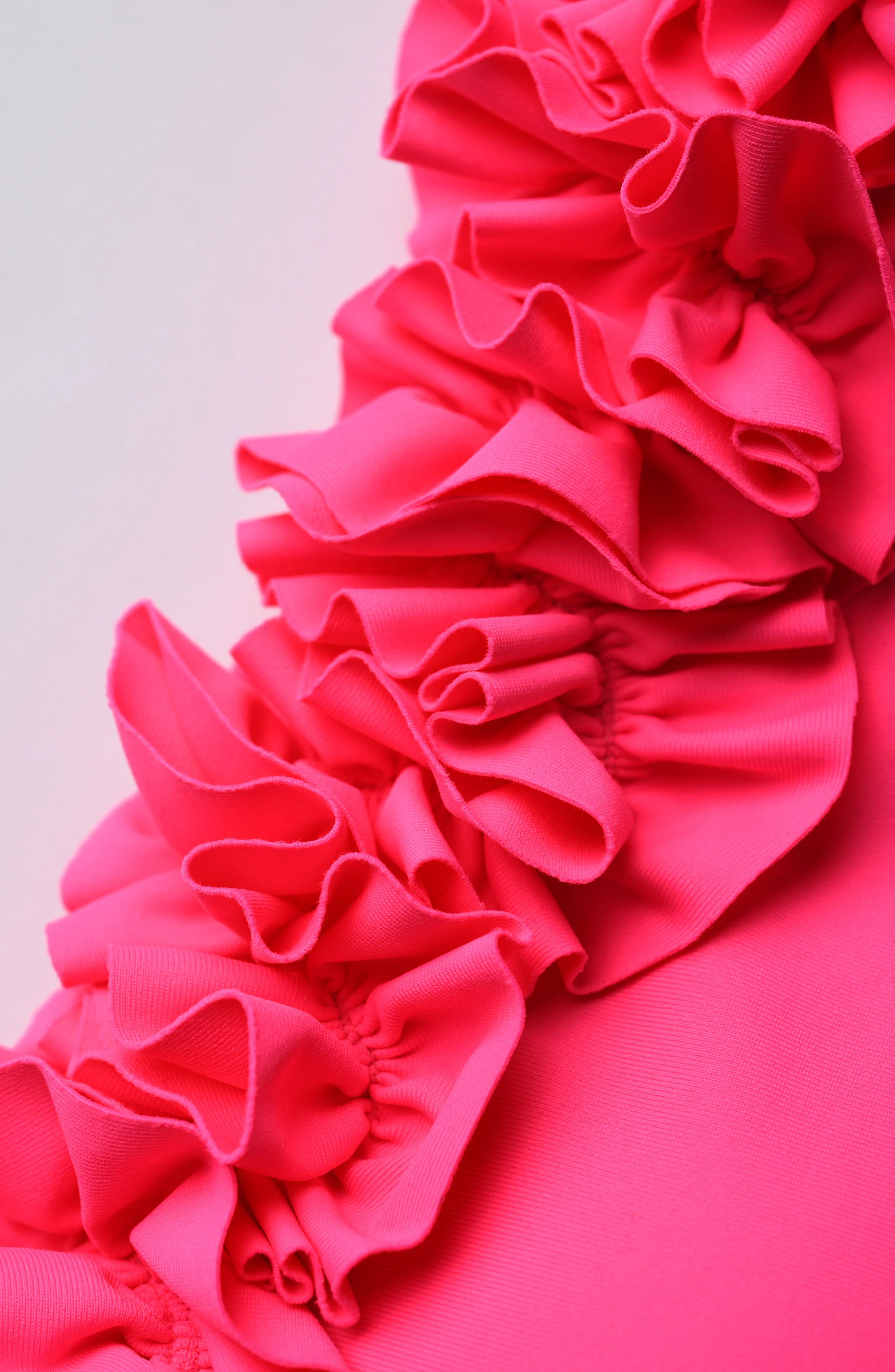 Island Goddess Ruffle V-Plunge One Piece - Bright Pink - Image 3