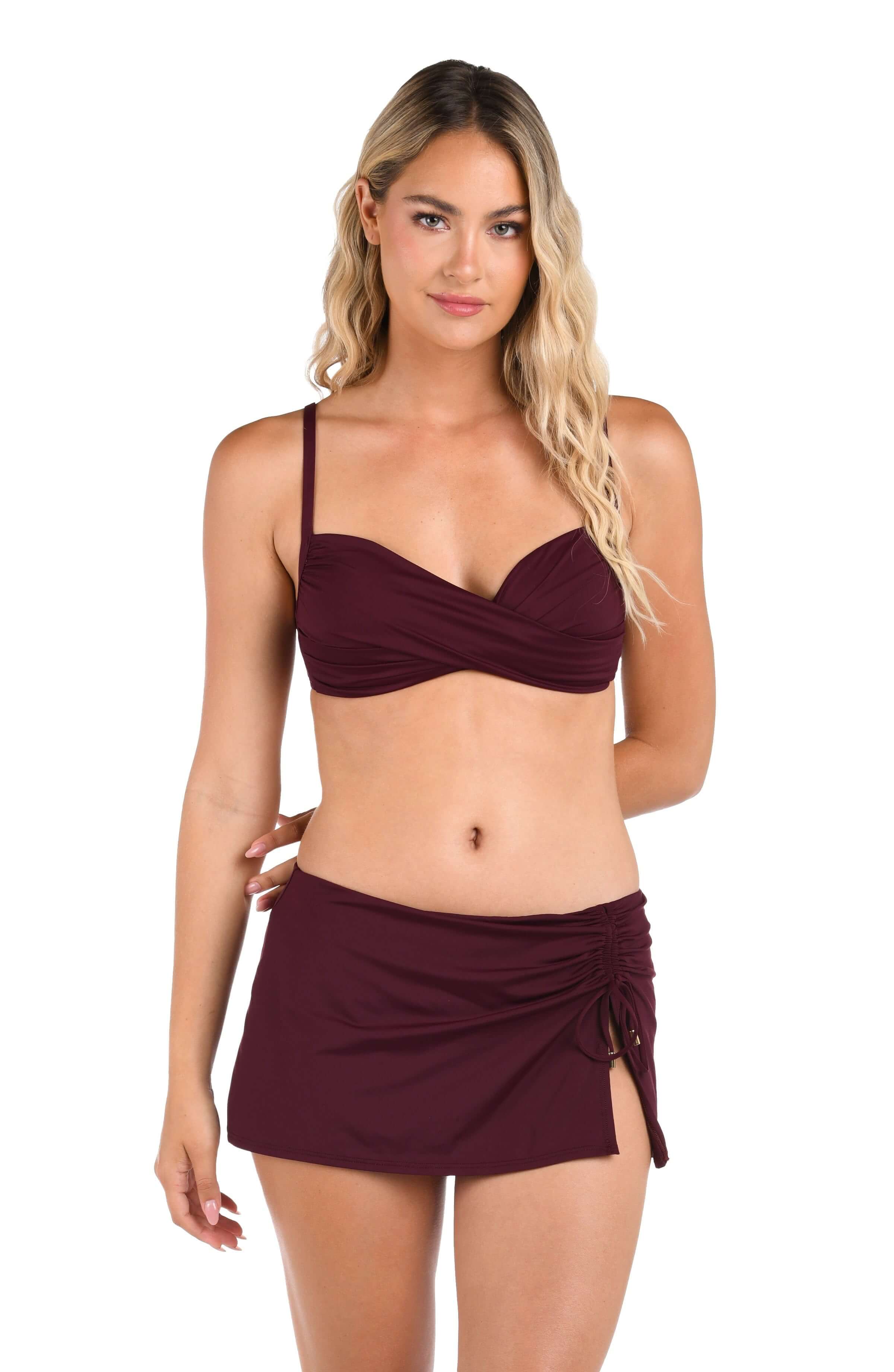 Island Goddess Adjustable Tunnel Skirted Bottom - Dark Cherry - Image 3