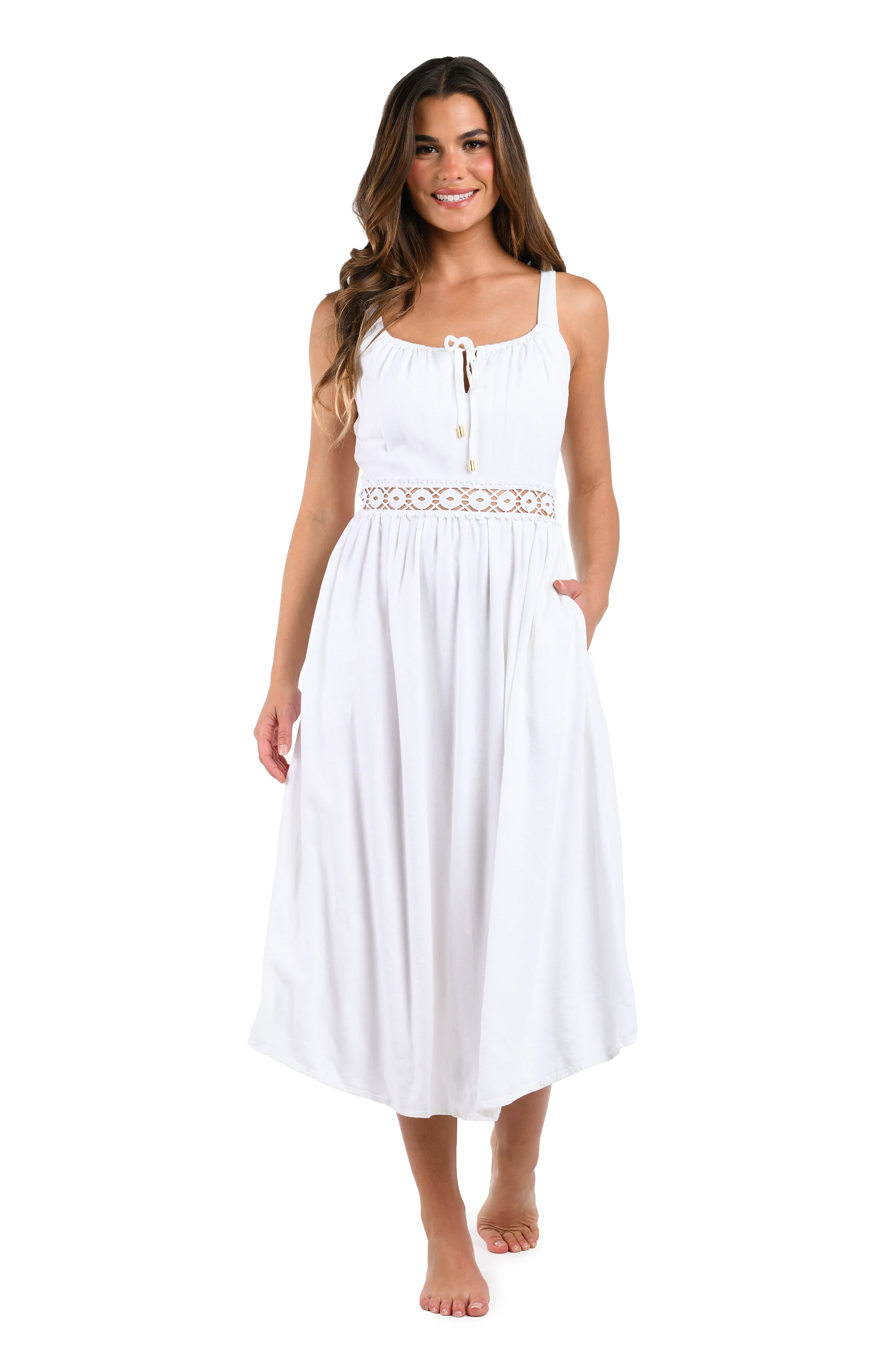 Lakeside Linen Tunnel Neck Midi Dress - Image 2