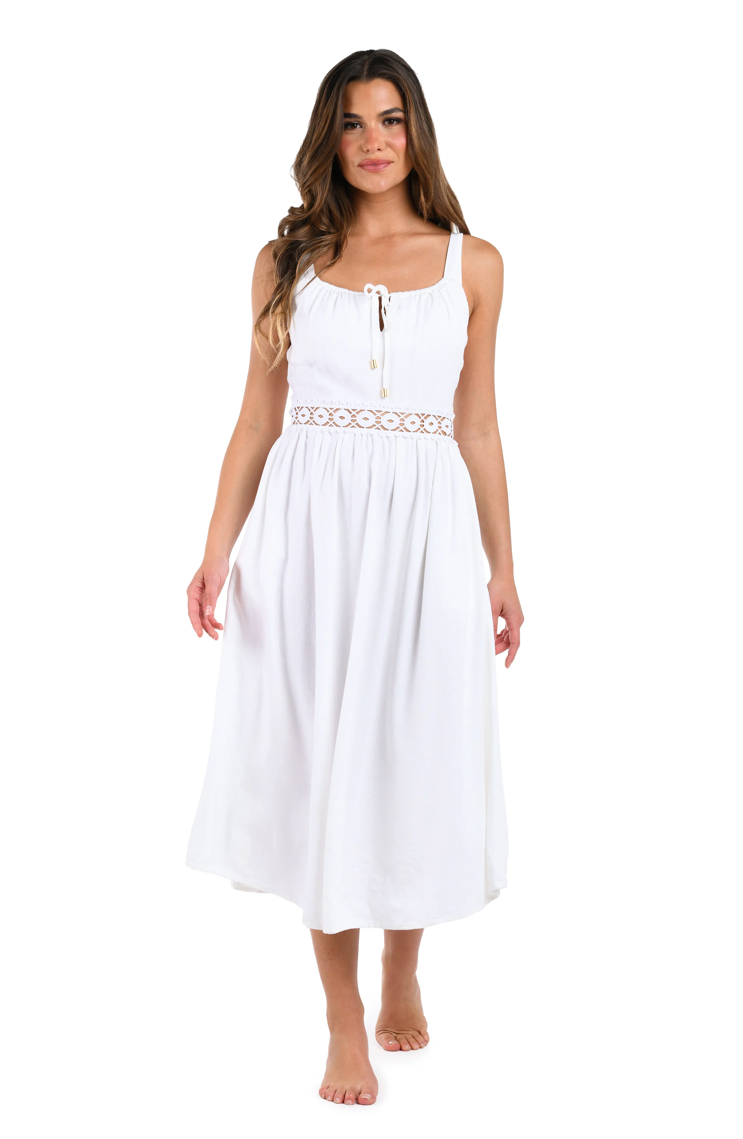 Lakeside Linen Tunnel Neck Midi Dress - Image 4