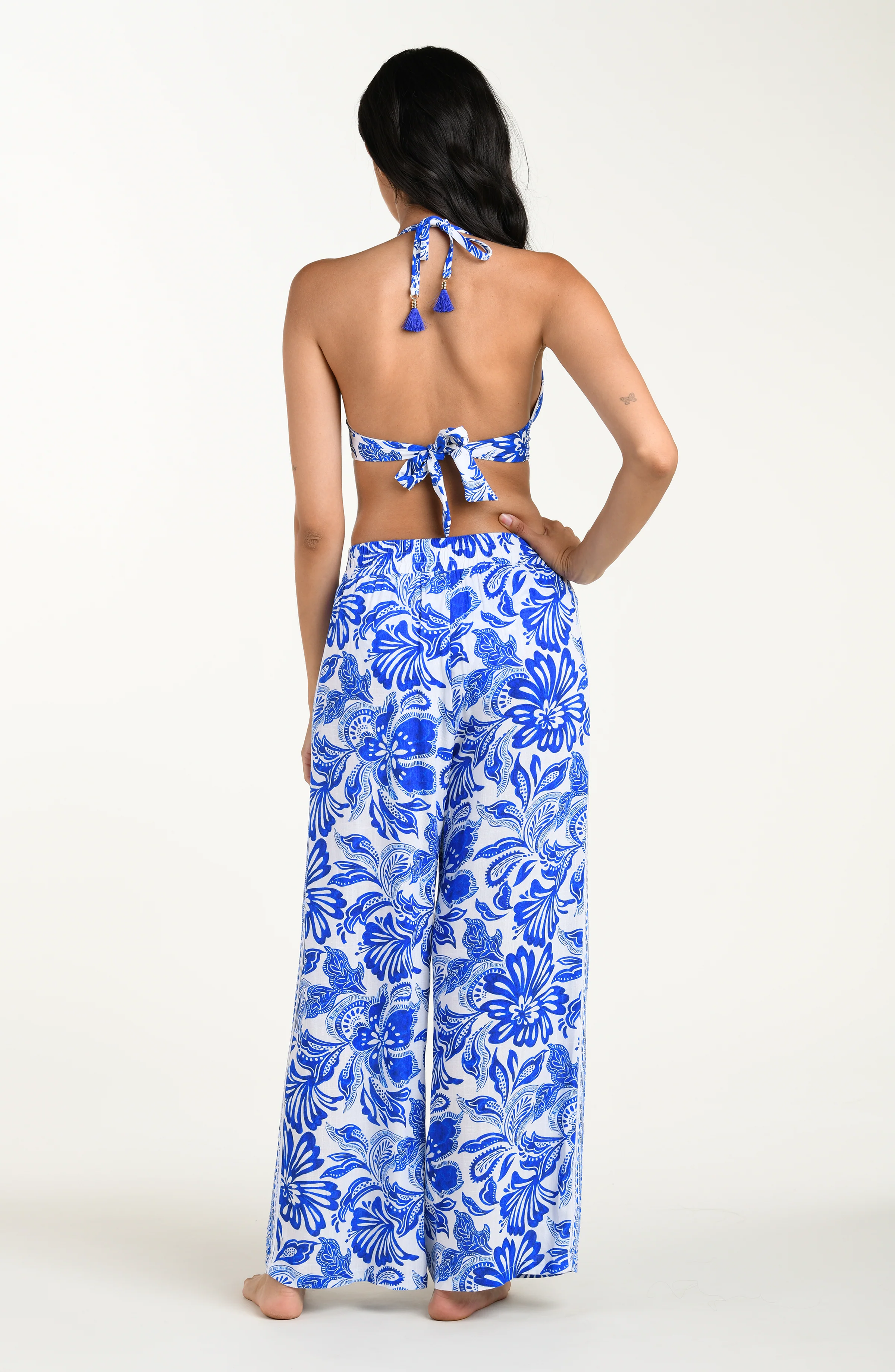 Botanical Brocade Beach Pants - Lapis - Image 9