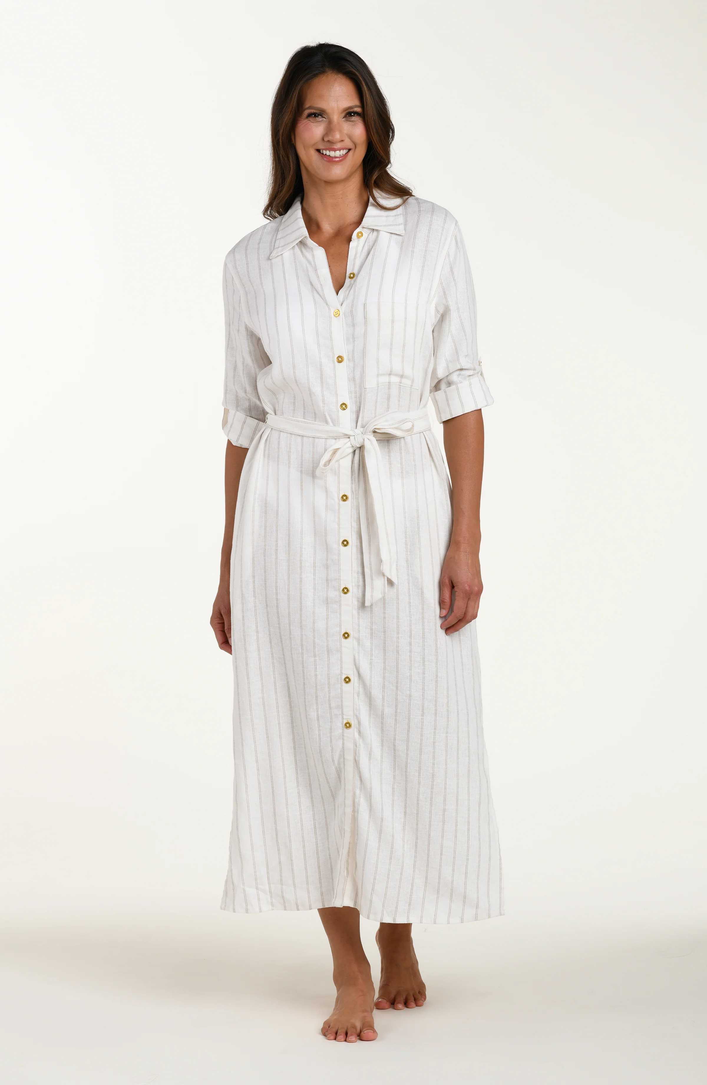 Delphine Coast Linen Button Up Shirt Dress - Image 3