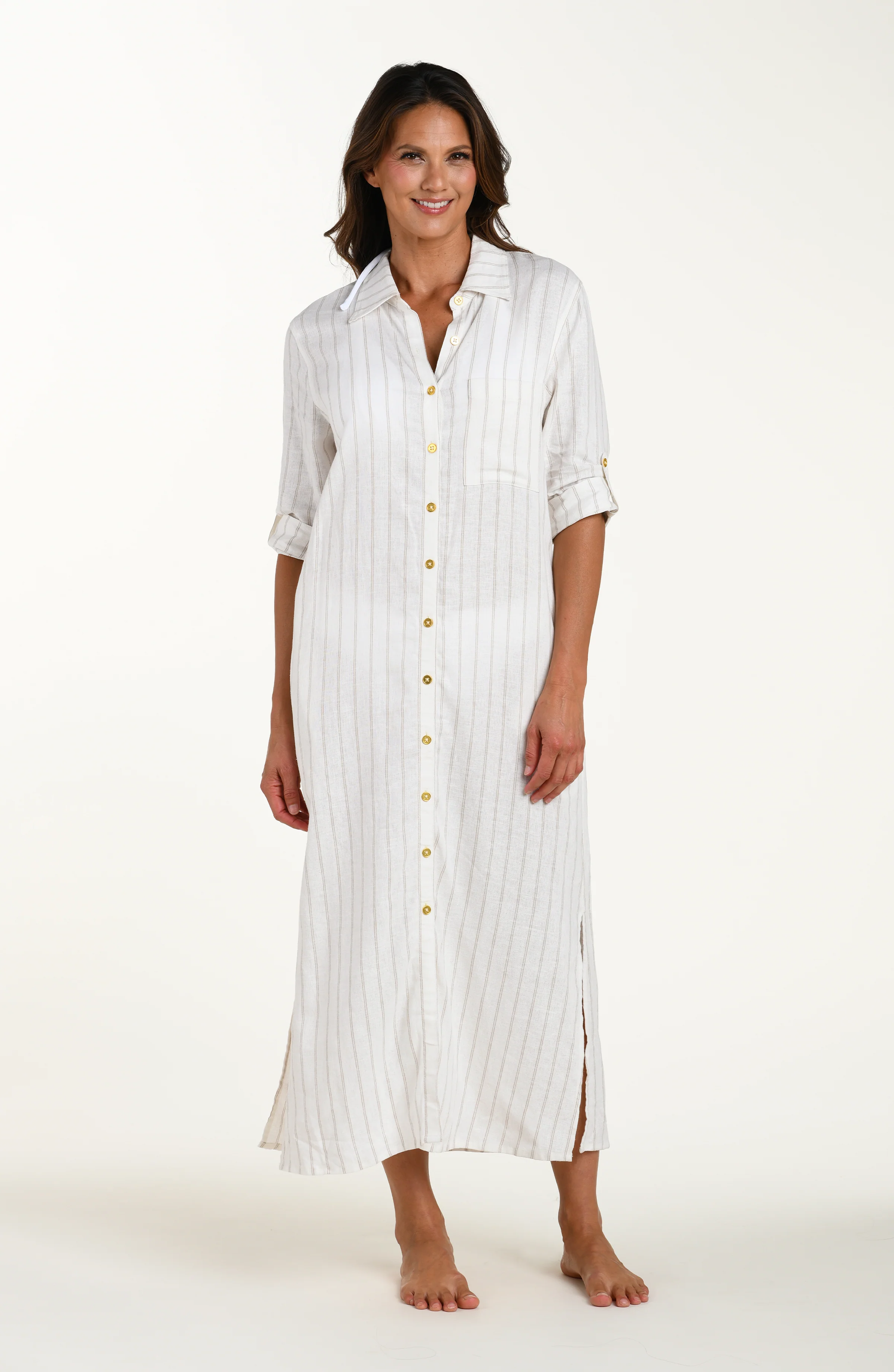 Delphine Coast Linen Button Up Shirt Dress - Image 6