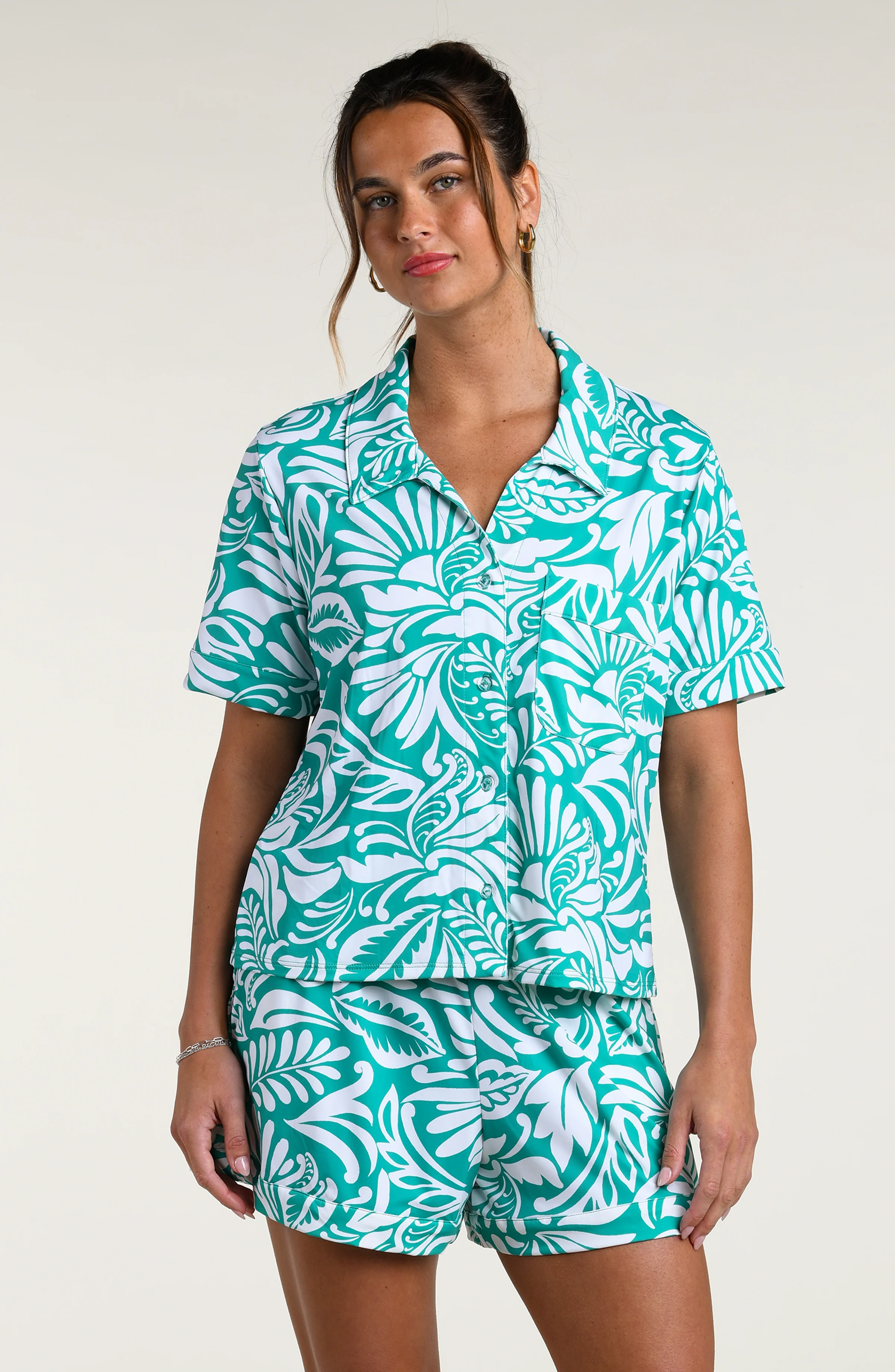 Ornate Emeraldine Short Pajama Set - Emerald