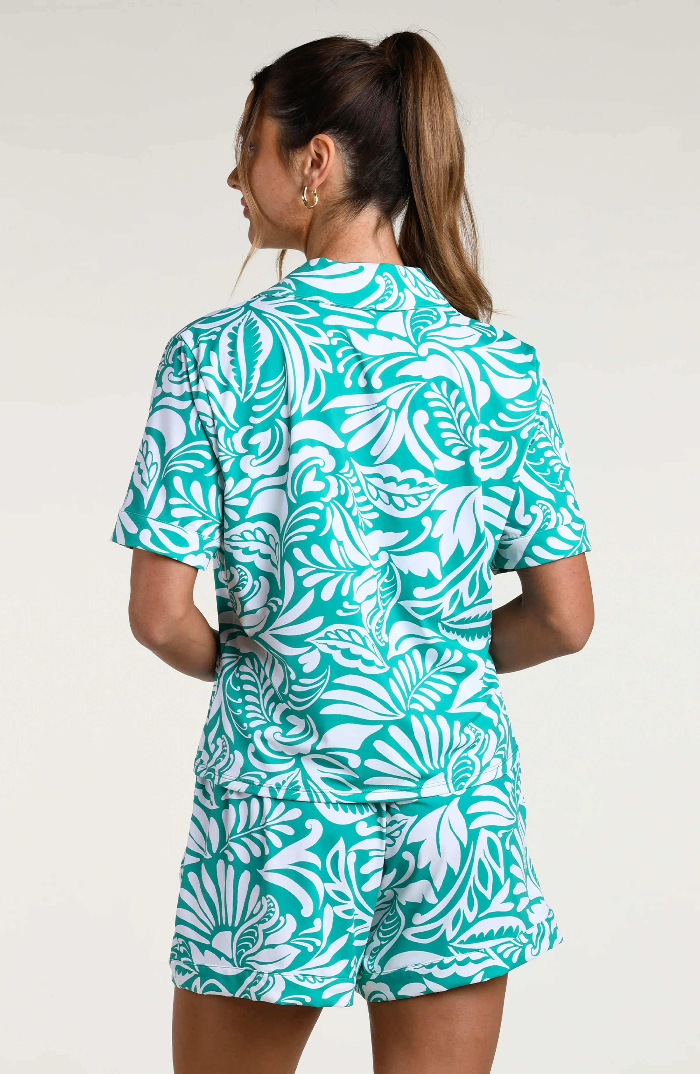 Ornate Emeraldine Short Pajama Set - Emerald - Image 2