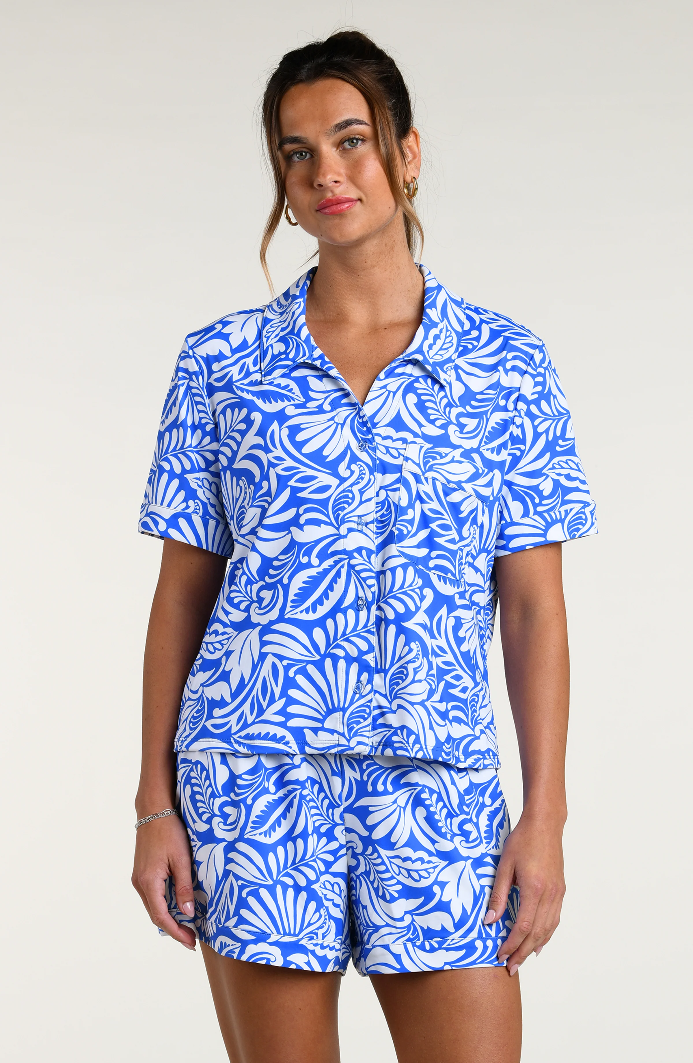 Ornate Emeraldine Short Pajama Set - Periwinkle