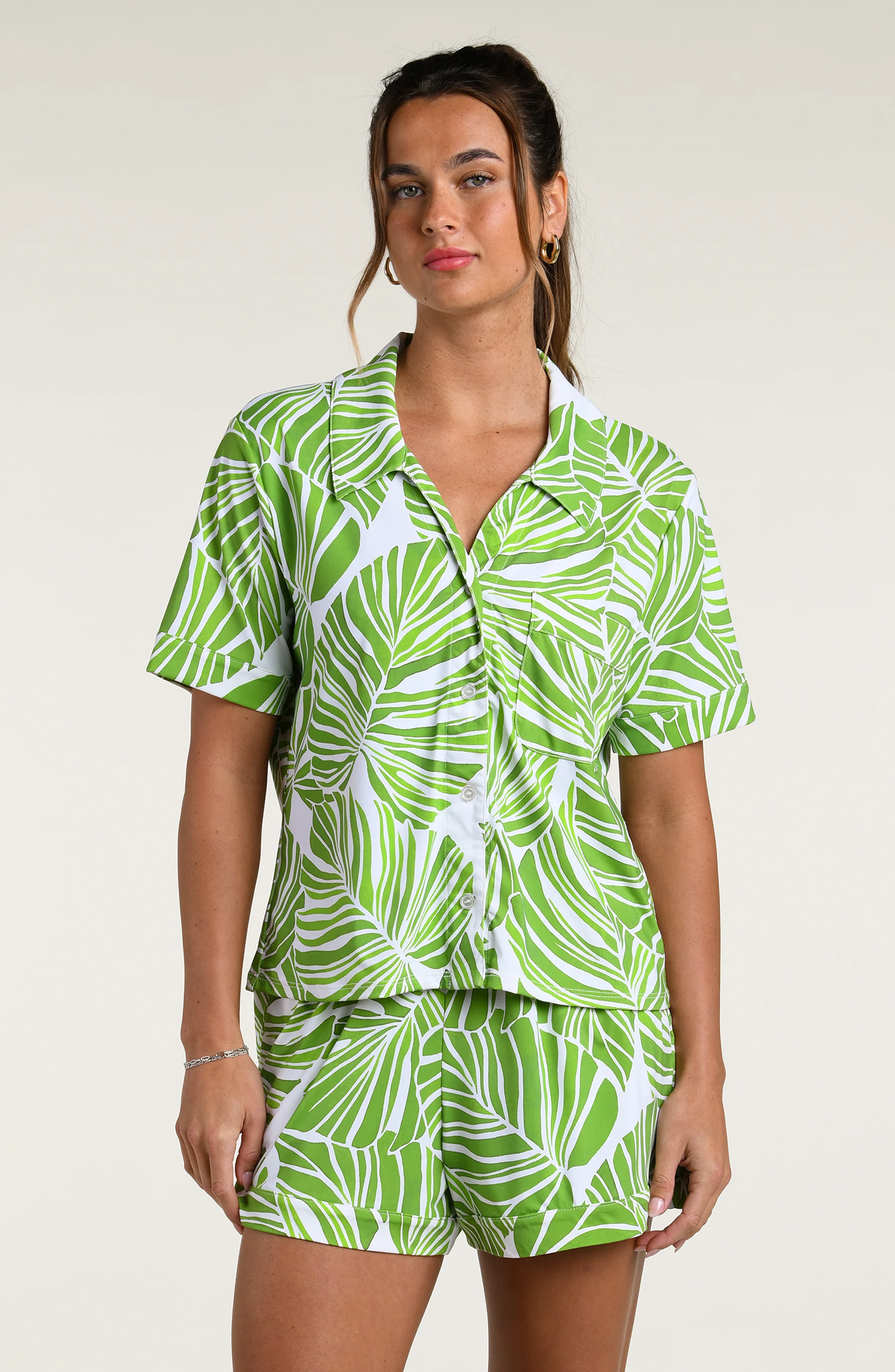 Serene Palm Short Pajama Set