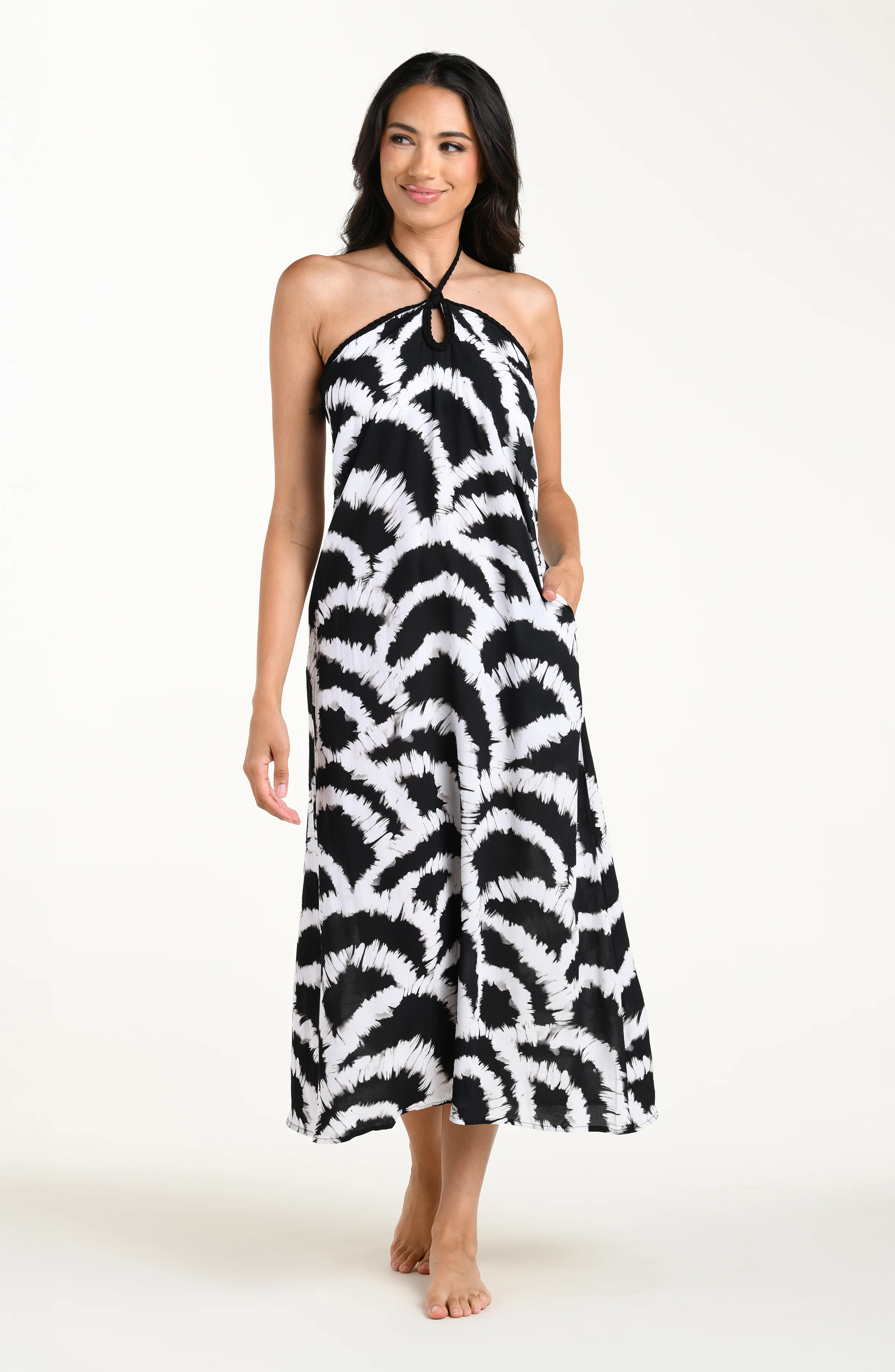 Woven Shadows Halter Maxi Dress