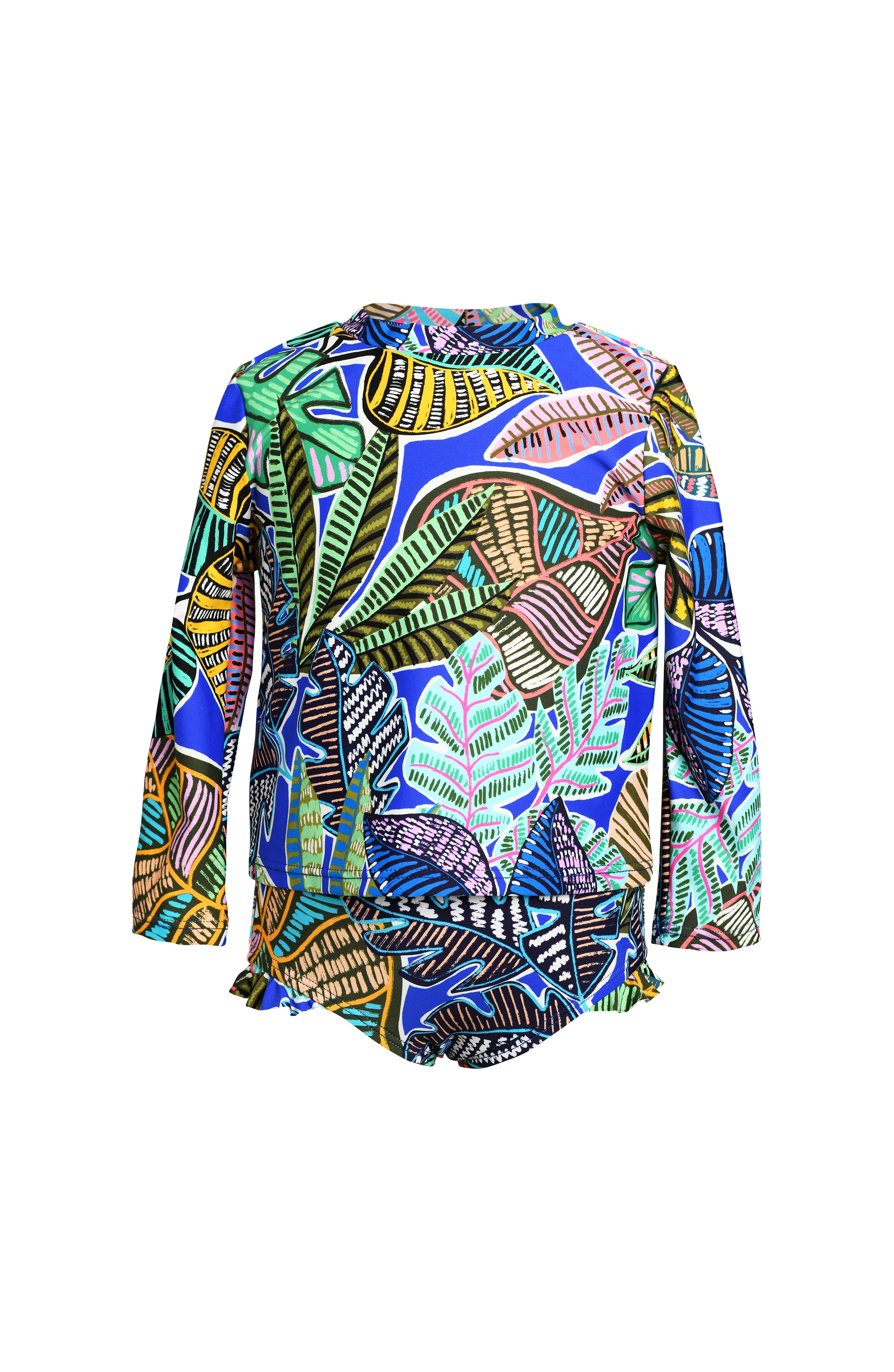 Kids Neon Nights Rashguard and Hipster Ruffle Bottom Set - FINAL SALE