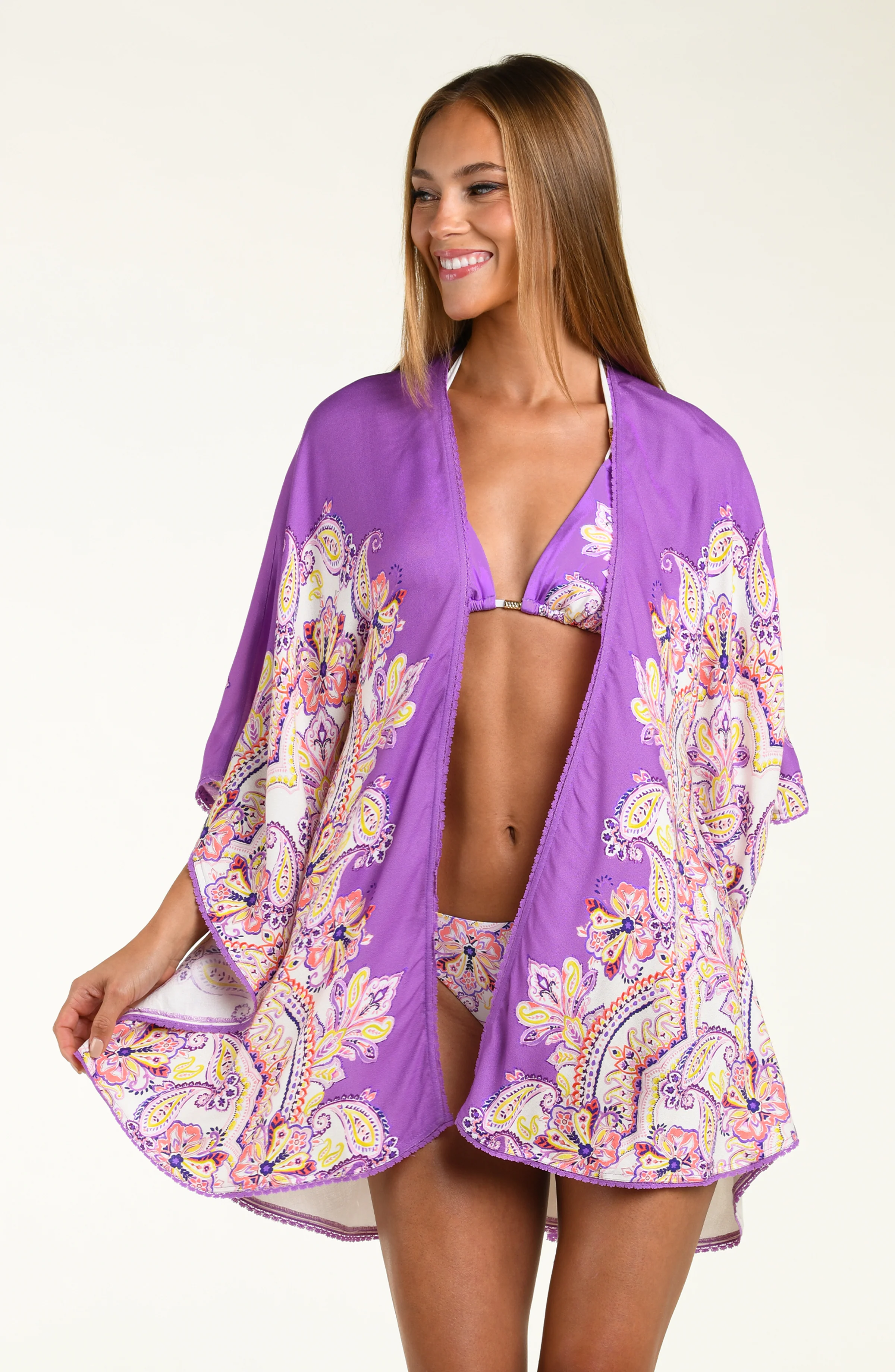 Sunshine 79 Lilac Cascade Open Front Kimono