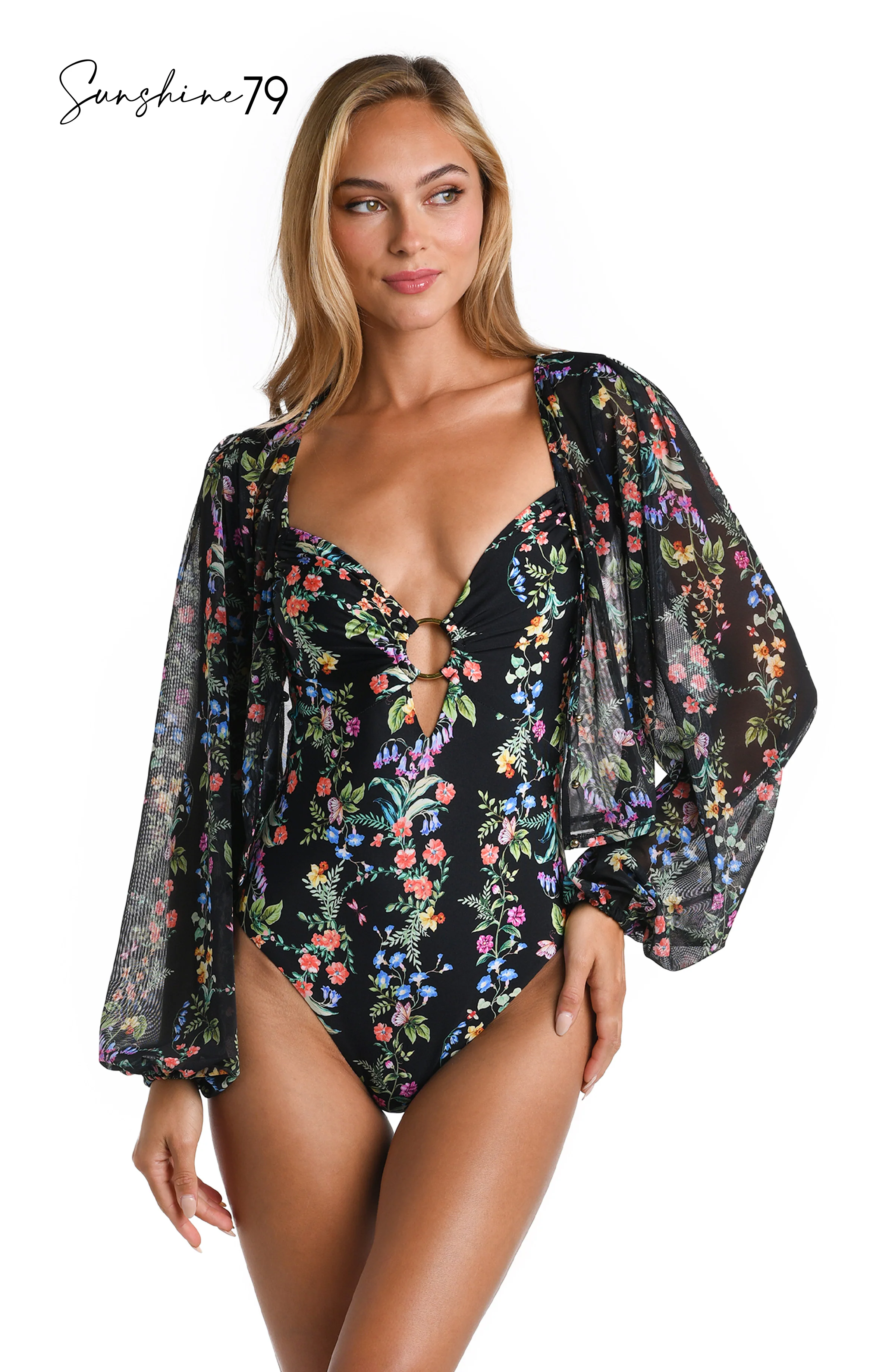 Sunshine 79 Wildflower Vines Mesh Crop Top Cover Up - FINAL SALE - Image 7